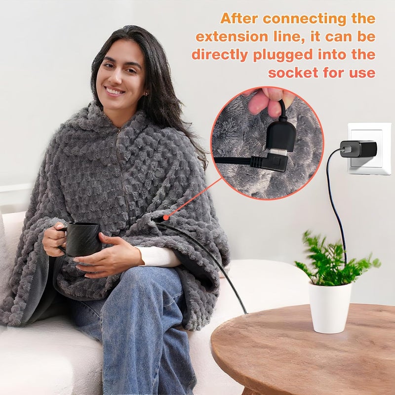 MEXITOP Cordless Battery Operated Heated Blanket, Wearable Heating Throw for Car,Camping,Office Warm Gift Machine Washable Super Cozy Soft Blanket with 10000 mAh Battery Pack 3 Heating Levels 63" X 35" - Image 4